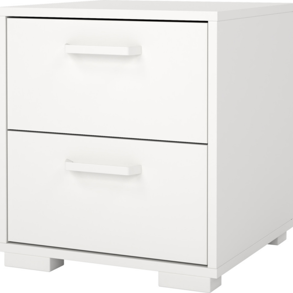 Sengebord Vesterholm Sofia - hvidt natbord med 2 skuffer, kompakt 44Ã40Ã40 cm, dansk produceret, FSCcertificeret
